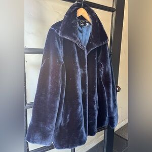 Rad Dennis Basso Ultra Soft Plush Midnight Blue Faux Fur Coat
